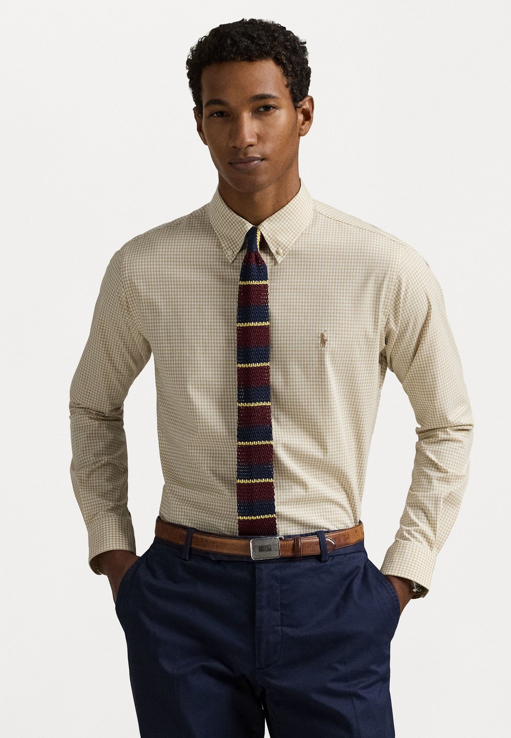 

Рубашка SLIM FIT GINGHAM STRETCH POPLIN SHIRT Polo Ralph Lauren, бежевый