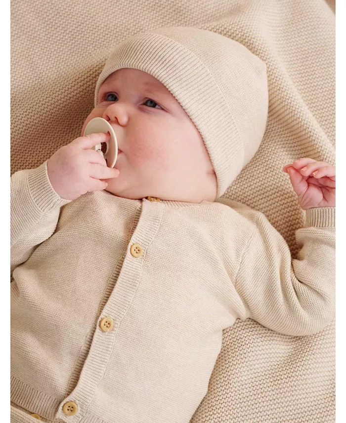 Детский кардиган с фактурной вязкой для мальчиков и девочек Purebaby, белый — фото 3