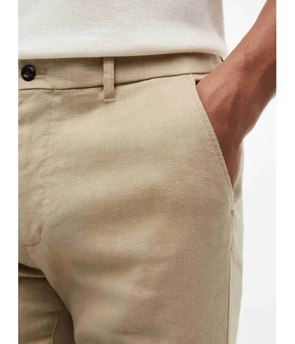 Льняные брюки-чиносы DENTON slim fit Tommy Hilfiger, бежевый — фото 4