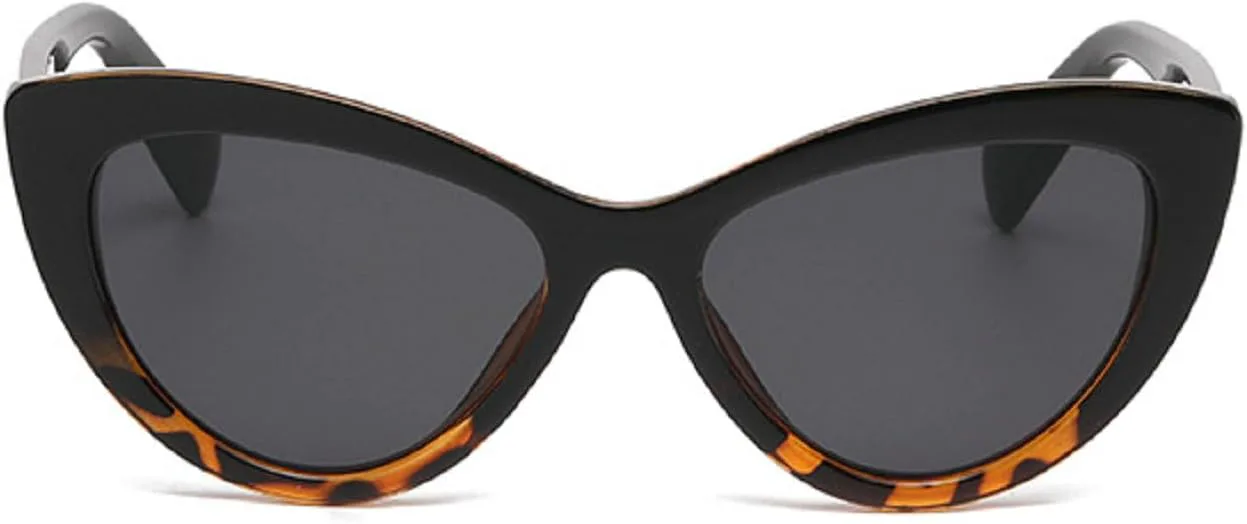 

Винтажные солнцезащитные очки «кошачий глаз» для женщин и мужчин, многоугольные солнцезащитные очки для леди, модные очки UV400 8967 Melrose, Black Leopard