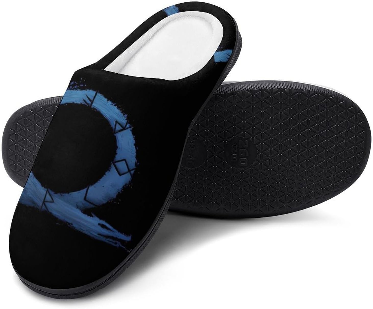 

Мужские теплые пушистые домашние хлопковые тапочки с закрытым носком и интересным скандинавским узором в стиле викингов, классические тапочки на резиновой подошве с противоскользящим покрытием Yxhzyhy, Viking Rune1