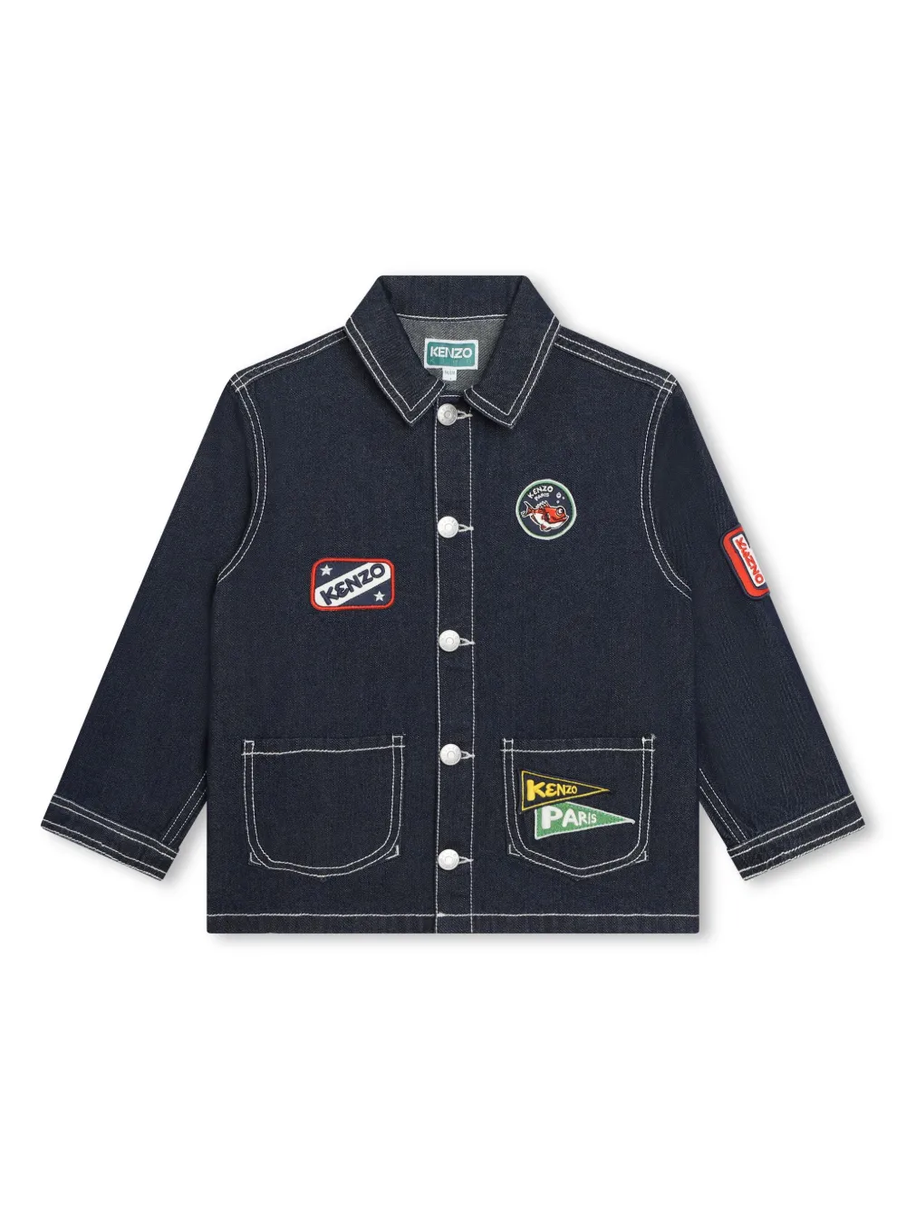 

Джинсовая куртка с нашивкой-логотипом Kenzo Kids, синий