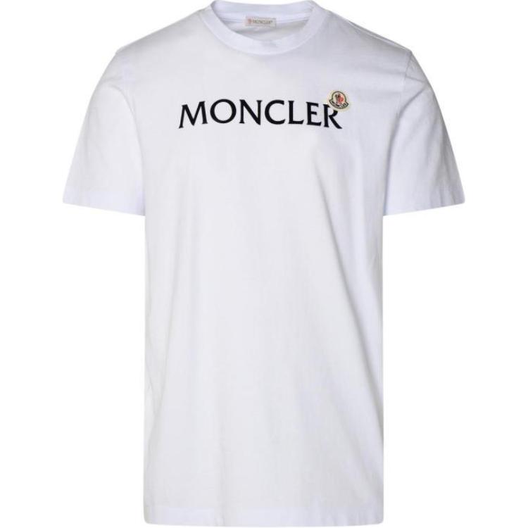 

Футболка с круглым вырезом и флокированным узором Moncler, белый