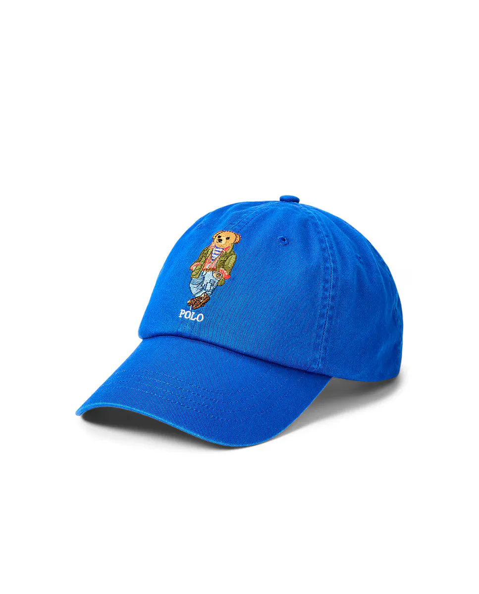 

Мужская хлопковая кепка с изображением медведя Поло Polo Ralph Lauren, синий