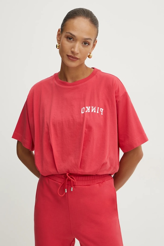 

Хлопковая футболка Pinko, красный