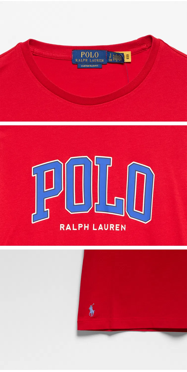 Мужская приталенная футболка Custom Logo Jersey красного цвета от Polo Ralph Lauren — фото 4
