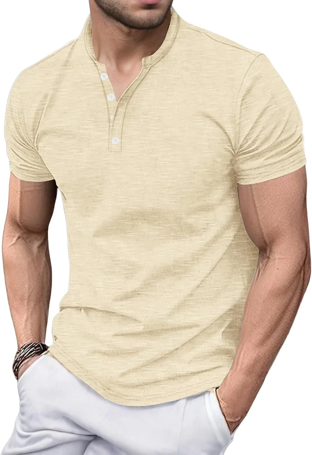 

Мужская поло с коротким рукавом Henley, Vintage, Slim Fit, Quick Dry Thatrich