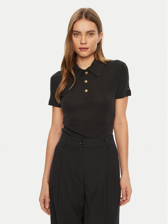 

Рубашка поло облегающего кроя WW0WW44446 Tommy Hilfiger, черный