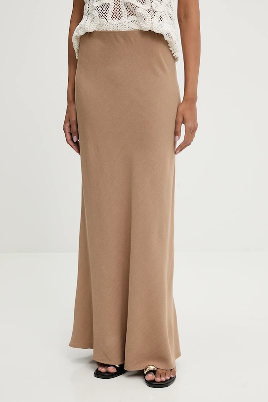 

Юбка с льняной вставкой Answear.Lab, коричневый