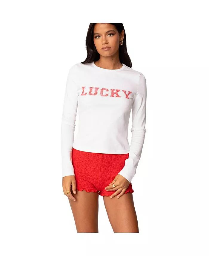 

Женская футболка с длинным рукавом Get Lucky Edikted, белый