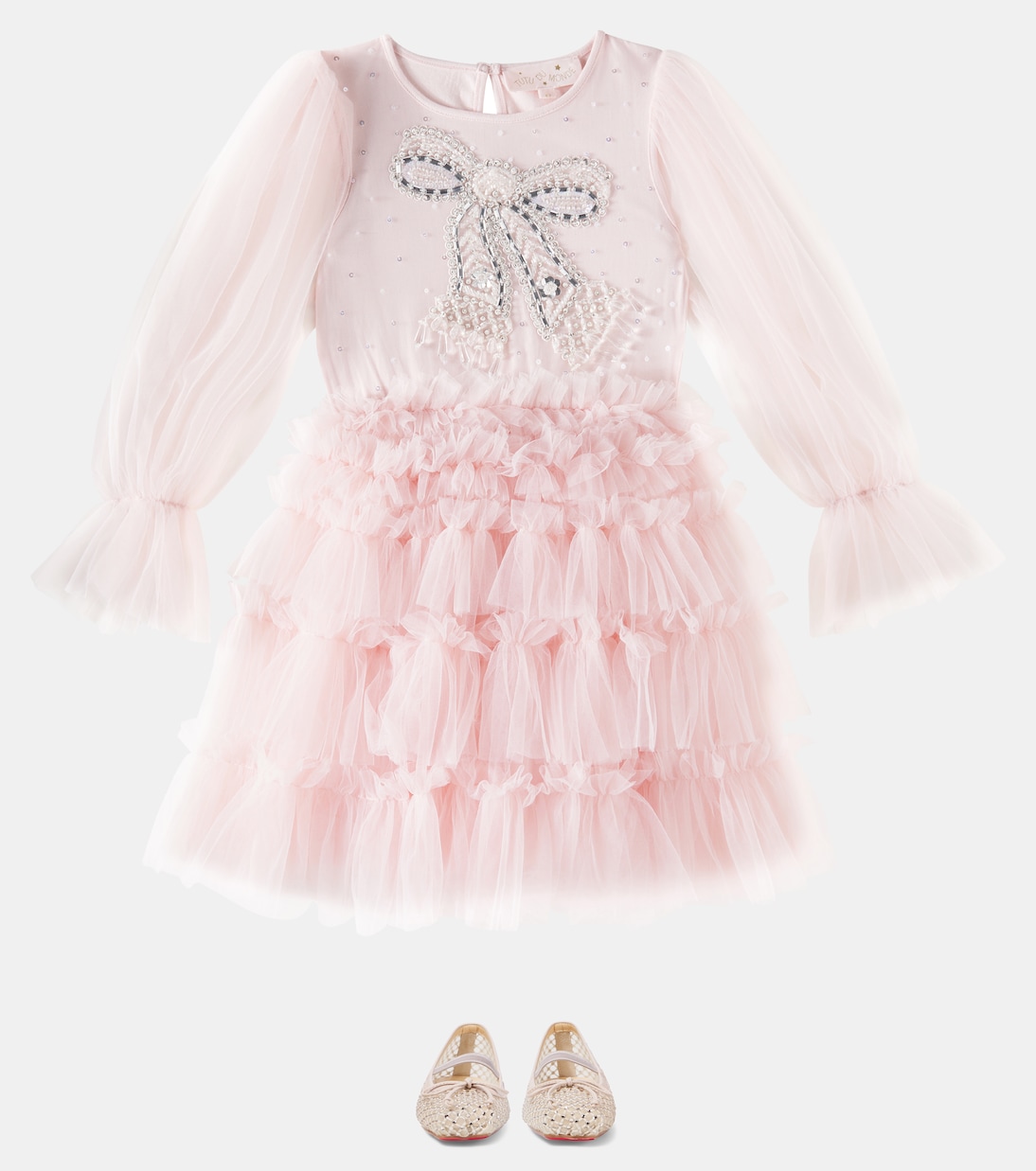 Балетки Baballet с декоративными элементами Christian Louboutin Kids, Leche / Crystal — фото 2