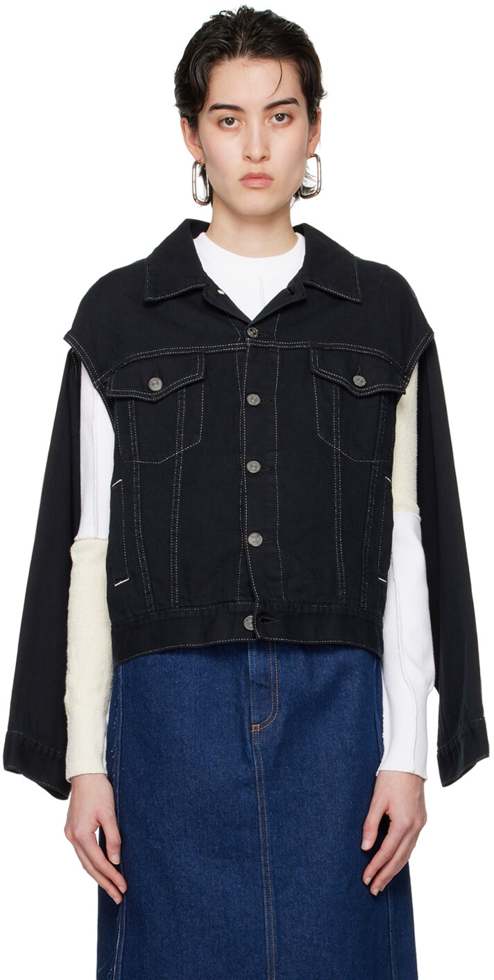 

Черная джинсовая куртка с вырезом Mm6 Maison Margiela