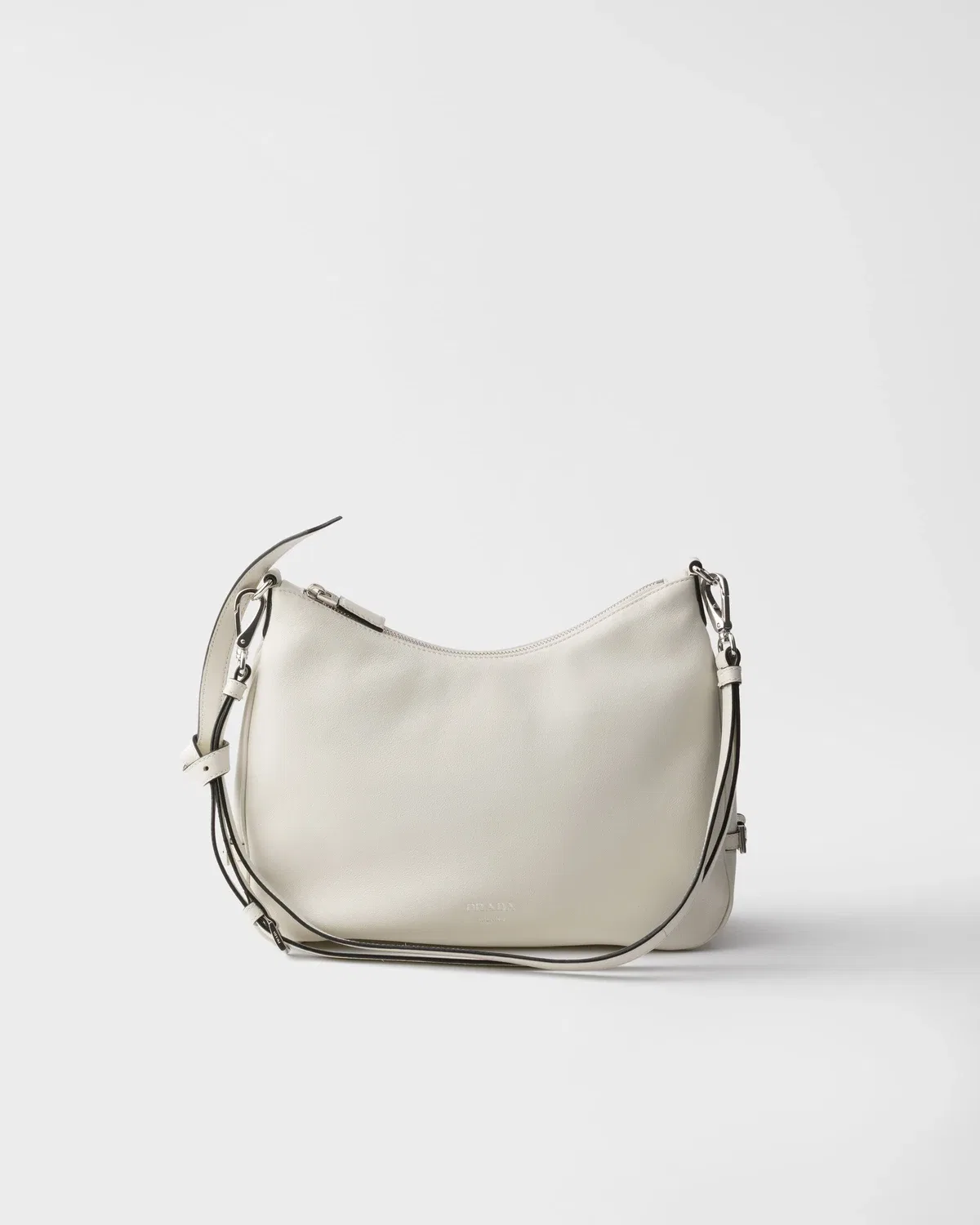 Средняя кожаная сумка Prada Fold, белый