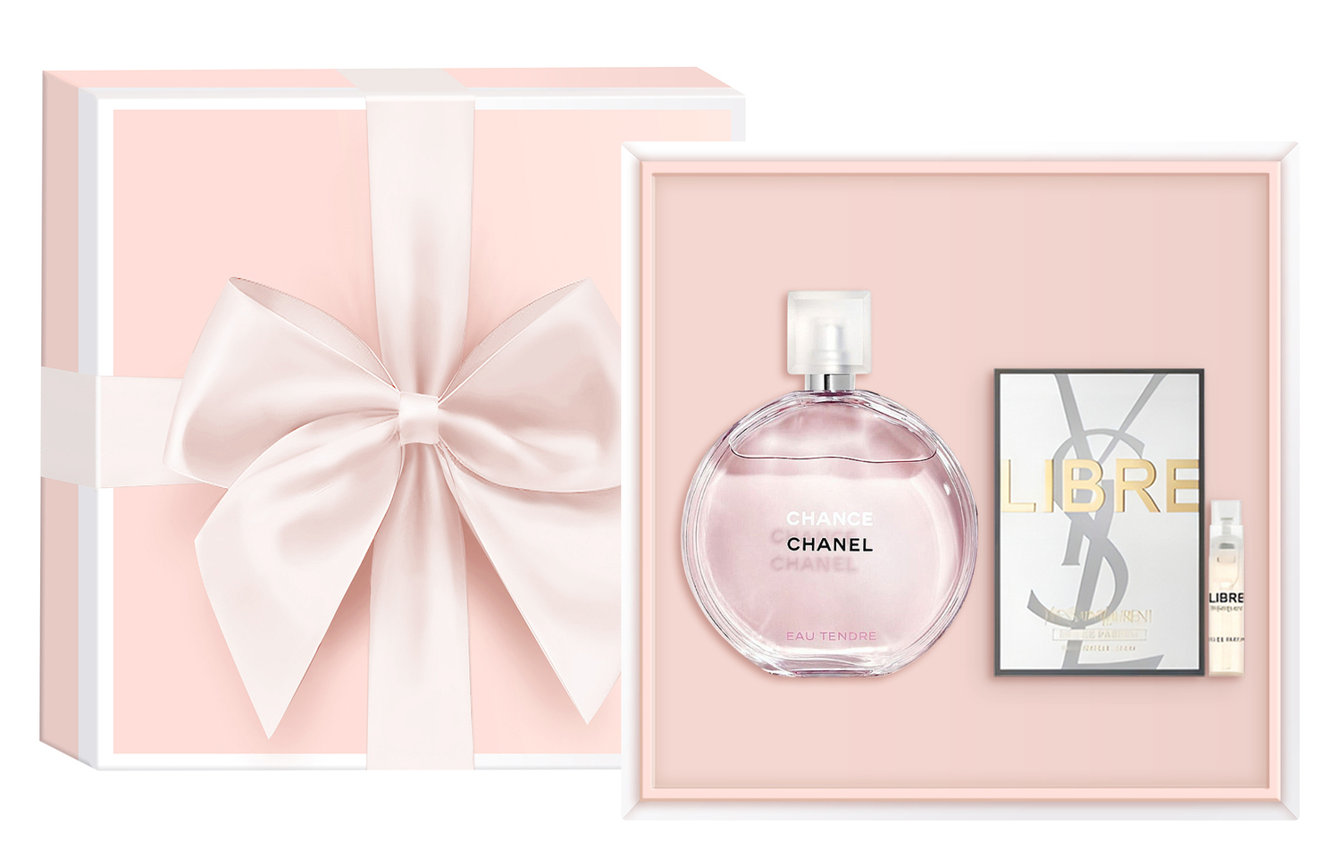 Подарочный набор: парфюмерная вода Chanel Chance Eau Tendre, 100 мл + миниатюра Yves Saint Laurent Libre — фото 2