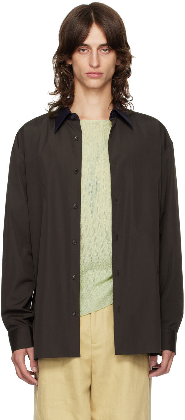 

Коричневая свободная рубашка Dries Van Noten