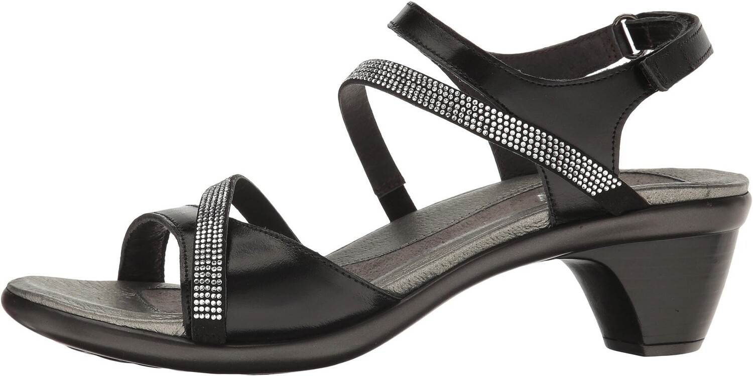 Босоножки Innovate Naot, цвет Black Madras Leather/Black Microfiber/Clear Rhinestones — фото 4