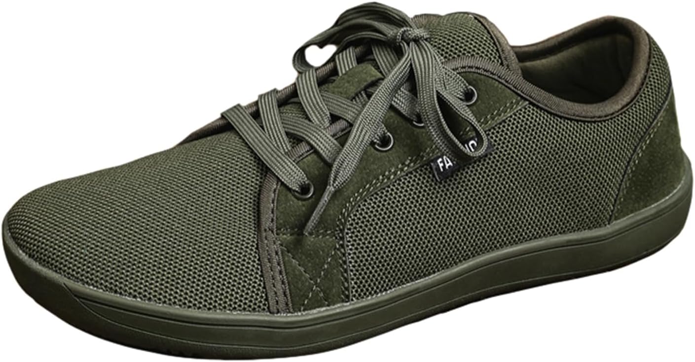 

Мужские минималистичные вязаные кроссовки с широкой подошвой и нулевым перепадом, шнуровкой, удобные для бега, прогулок и повседневной носки Glbdu, зеленый