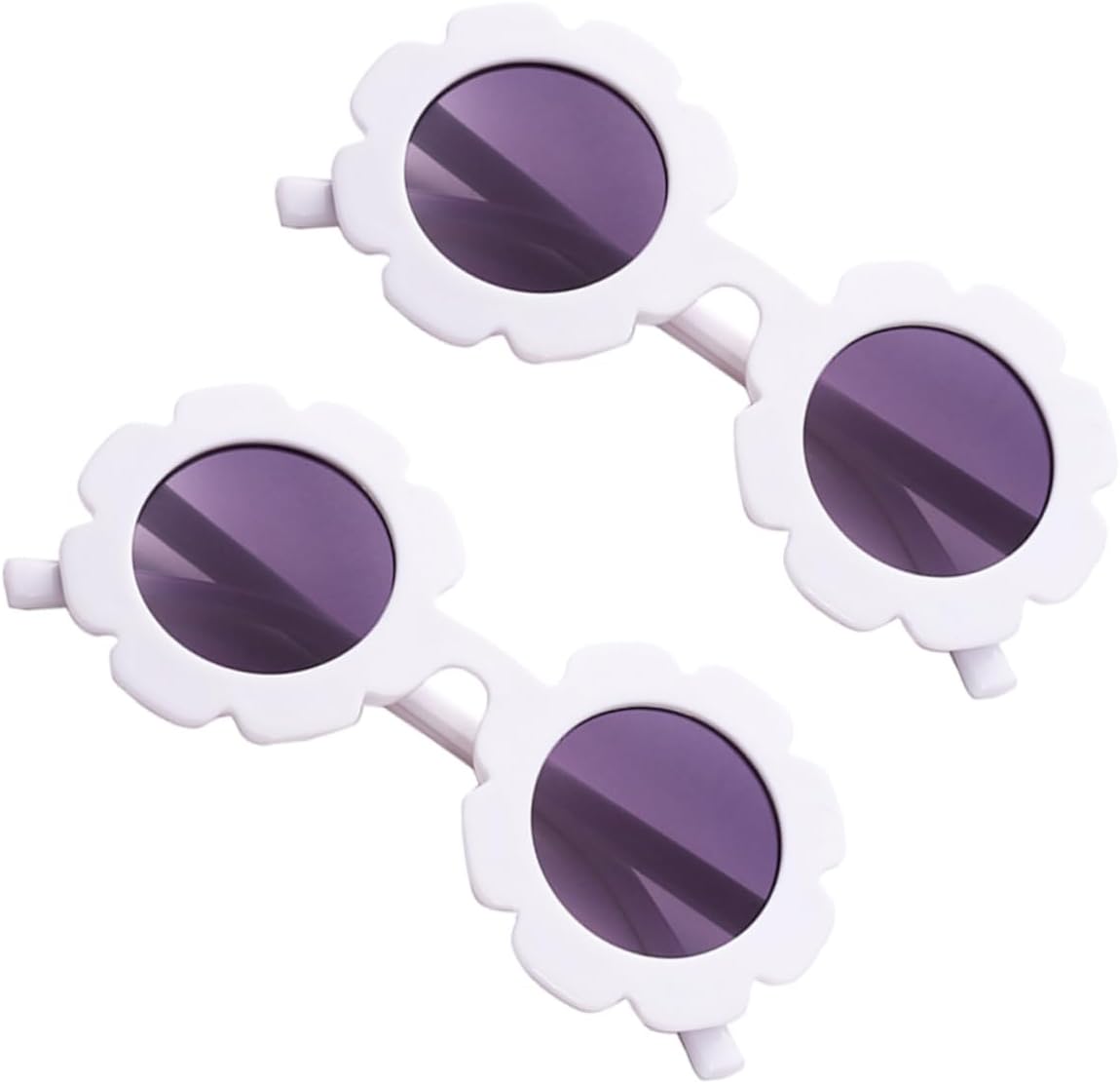 

2 солнцезащитных очков с дизайном «Подсолнух» для мальчиков и девочек, с УФ-защитой, белой оправой и линзами, для активного отдыха и вечеринок, легкие и модные очки для мальчиков и девочек ROMISBABA, White