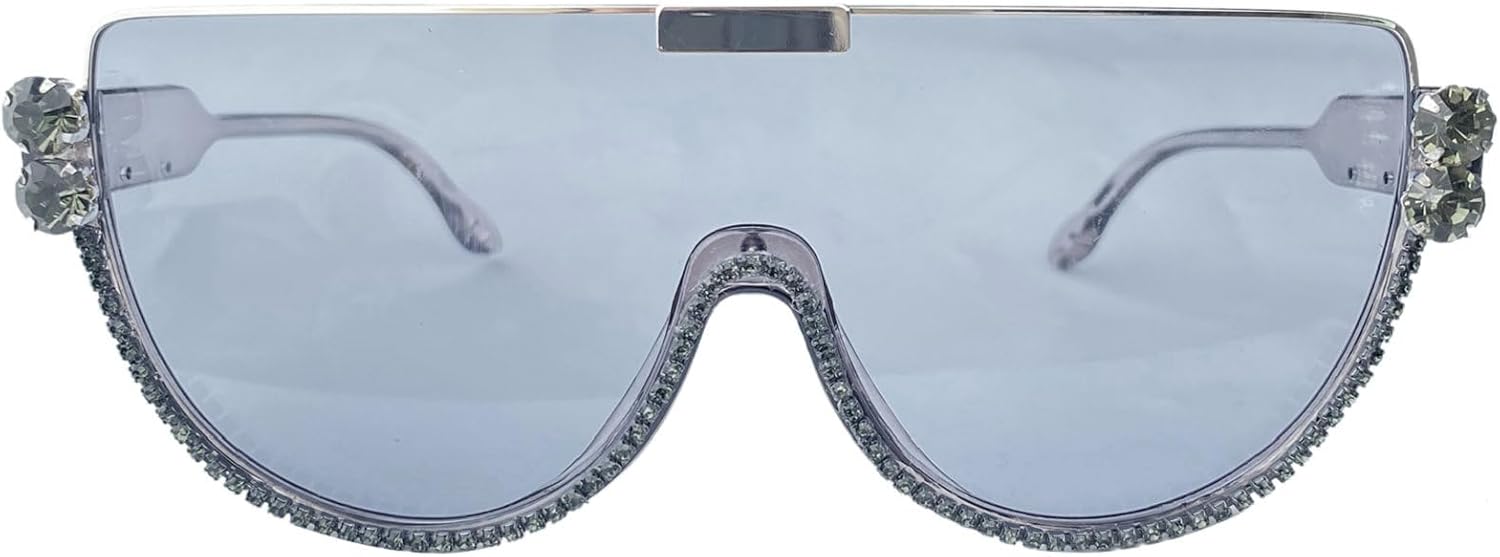 

Большие солнцезащитные очки для женщин и мужчин, роскошные очки-маска в крупной оправе, защитные очки с плоской верхней частью, прозрачные очки для защиты глаз от УФ-излучения UV400 mincl, Diamond&gray