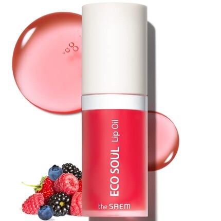 

THESAEM Eco Soul Lip Oil 02 Berry Plumping Увлажняющее масло для губ Питает Увлажняет губы Экстракт ягод Розовая вода Губы Мягкие глянцевые сухие губы 0,21 жидк. унции.