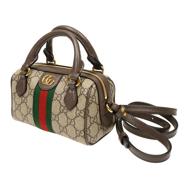 Ophidia Canvas With Leather Плечевая Сумка, Кроссбоди, Мини Женская Сумка Бежевый и Эбони GUCCI — фото 2
