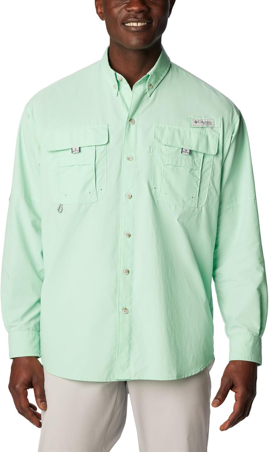 

Columbia Мужская рубашка PFG Bahama II с длинным рукавом, Mint Cay