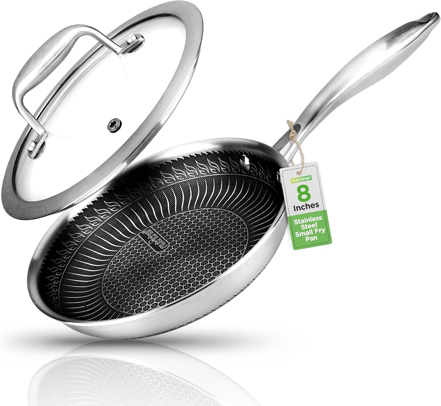 

Nutri Сковорода Chef 8 дюймов из нержавеющей стали — Triply Kitchenware Сковорода для перемешивания Кухонная посуда с гравировкой DAKIN