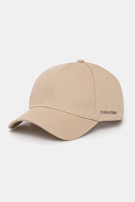 

Хлопковая кепка с козырьком Calvin Klein, бежевый