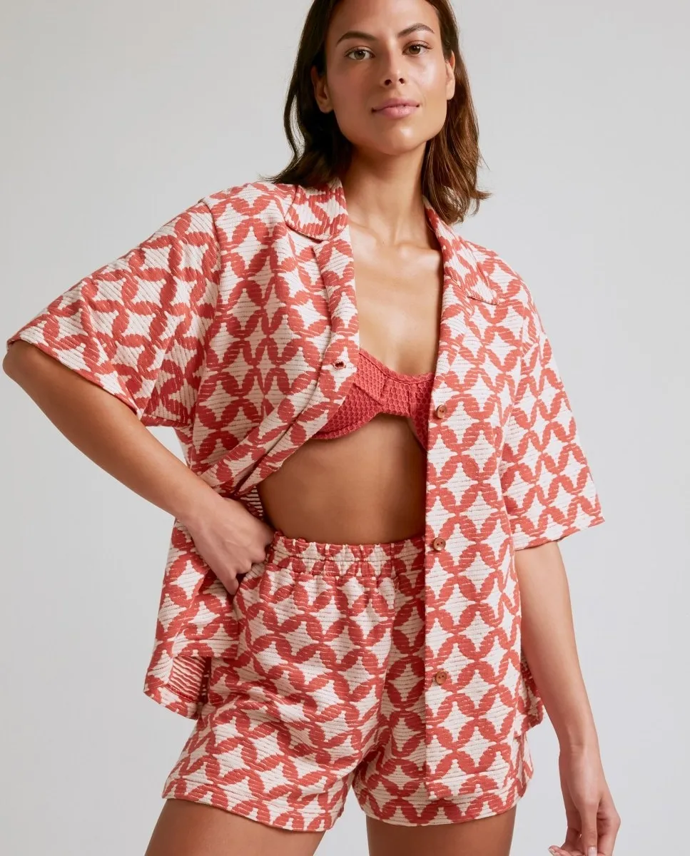 

Женская пляжная рубашка Zama Red Printed Robin Collection, красный