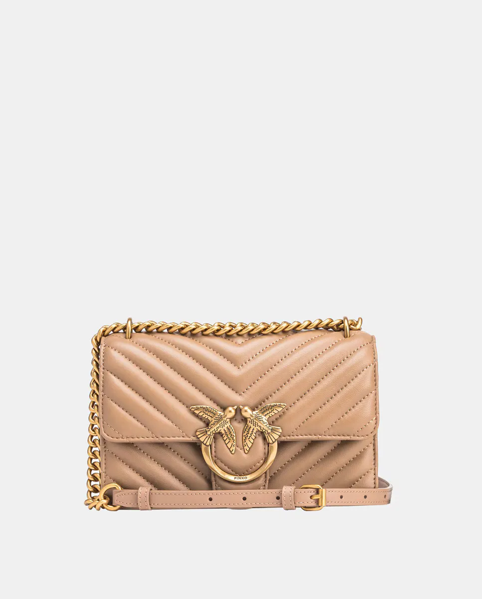 

Миниатюрная сумка через плечо Love Icon с шевроном Pinko, бежевый