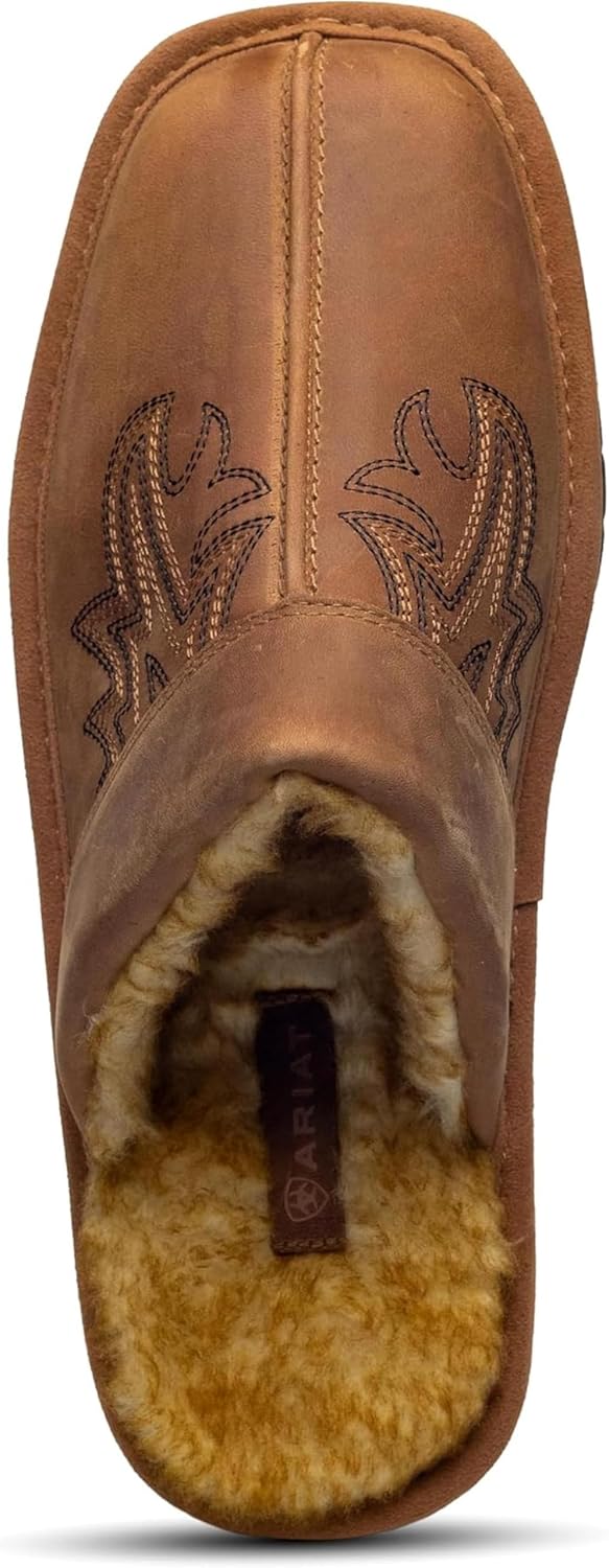 Мужские тапочки ARIAT 2842 Silversmith, и домашние, вестерн, замшевые, с поролоновой стелькой и квадратным носком, коричневый — фото 4