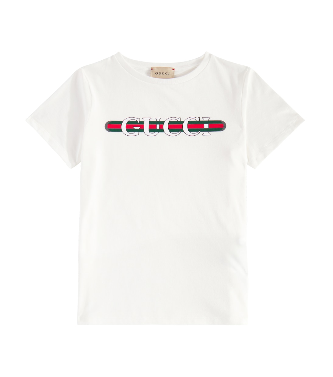 

Футболка из хлопкового джерси с логотипом Gucci Kids, New White/Mc