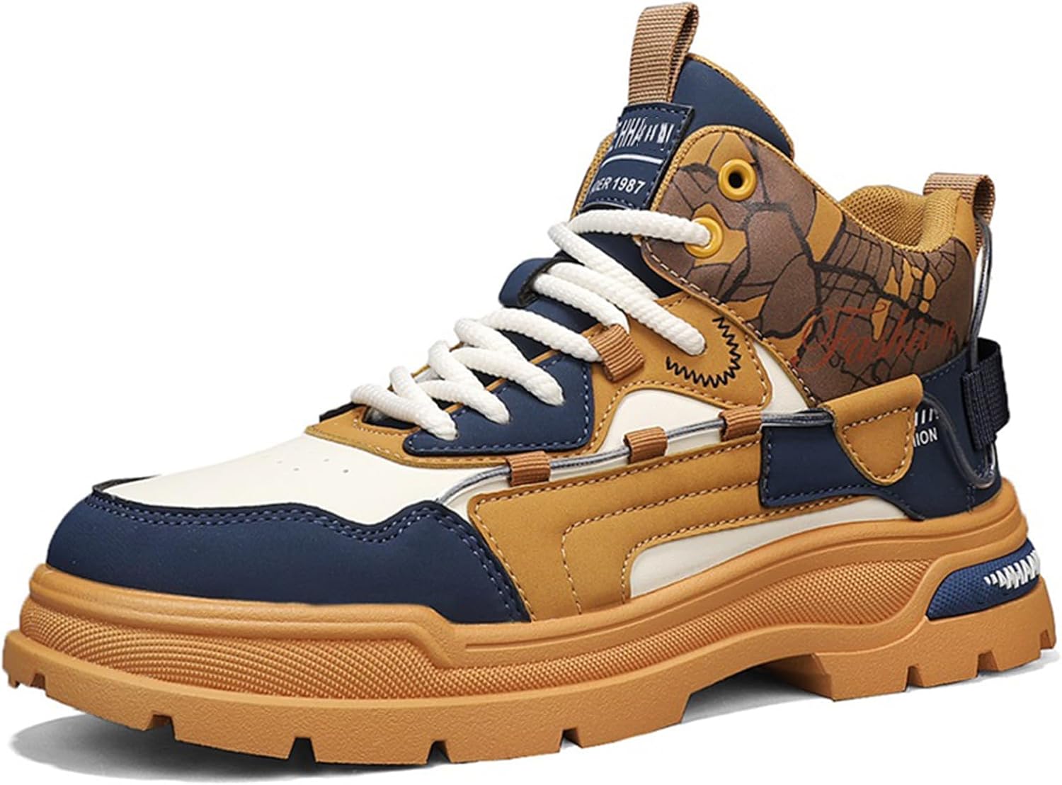 

Мужские модные кроссовки, походные ботинки, повседневные спортивные обувь, кроссовки высокие для мужчин Spwagym, синий/бежевый