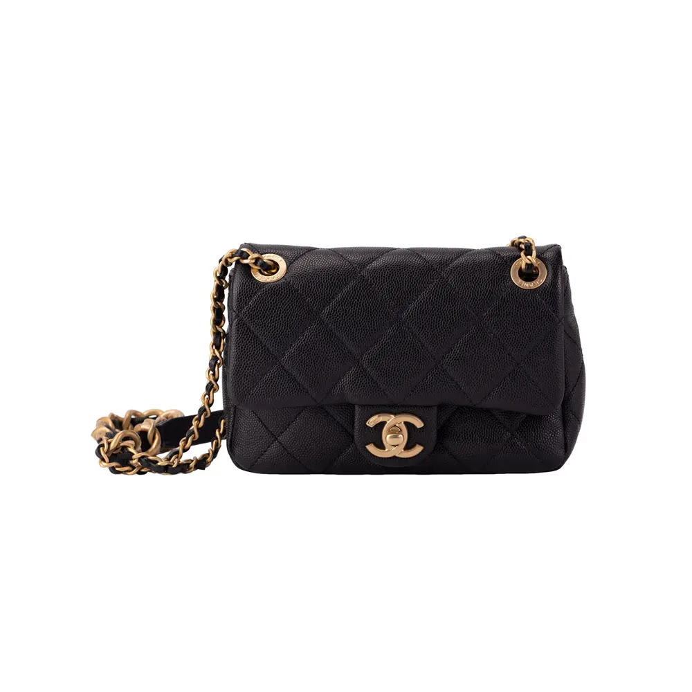 

CHANEL Мини-сумка через плечо из телячьей кожи, унисекс черная