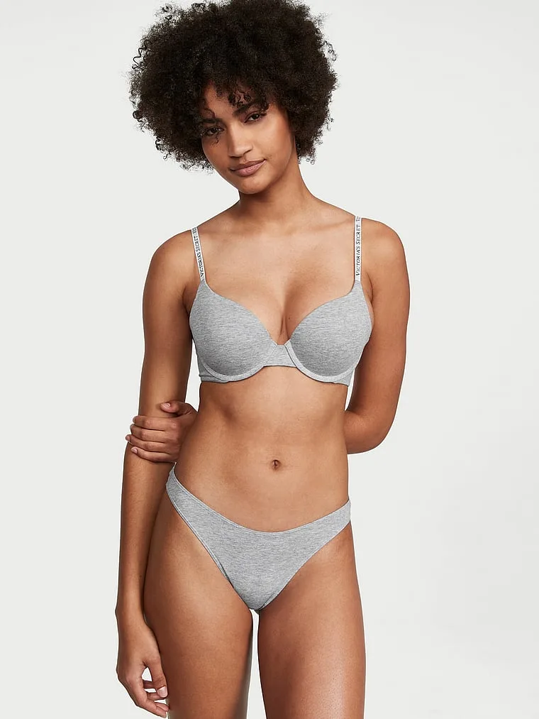 Трусики-Стринги из эластичного хлопка с высоким вырезом для ног Victoria'S Secret, Smooth Medium Heather Grey — фото 2