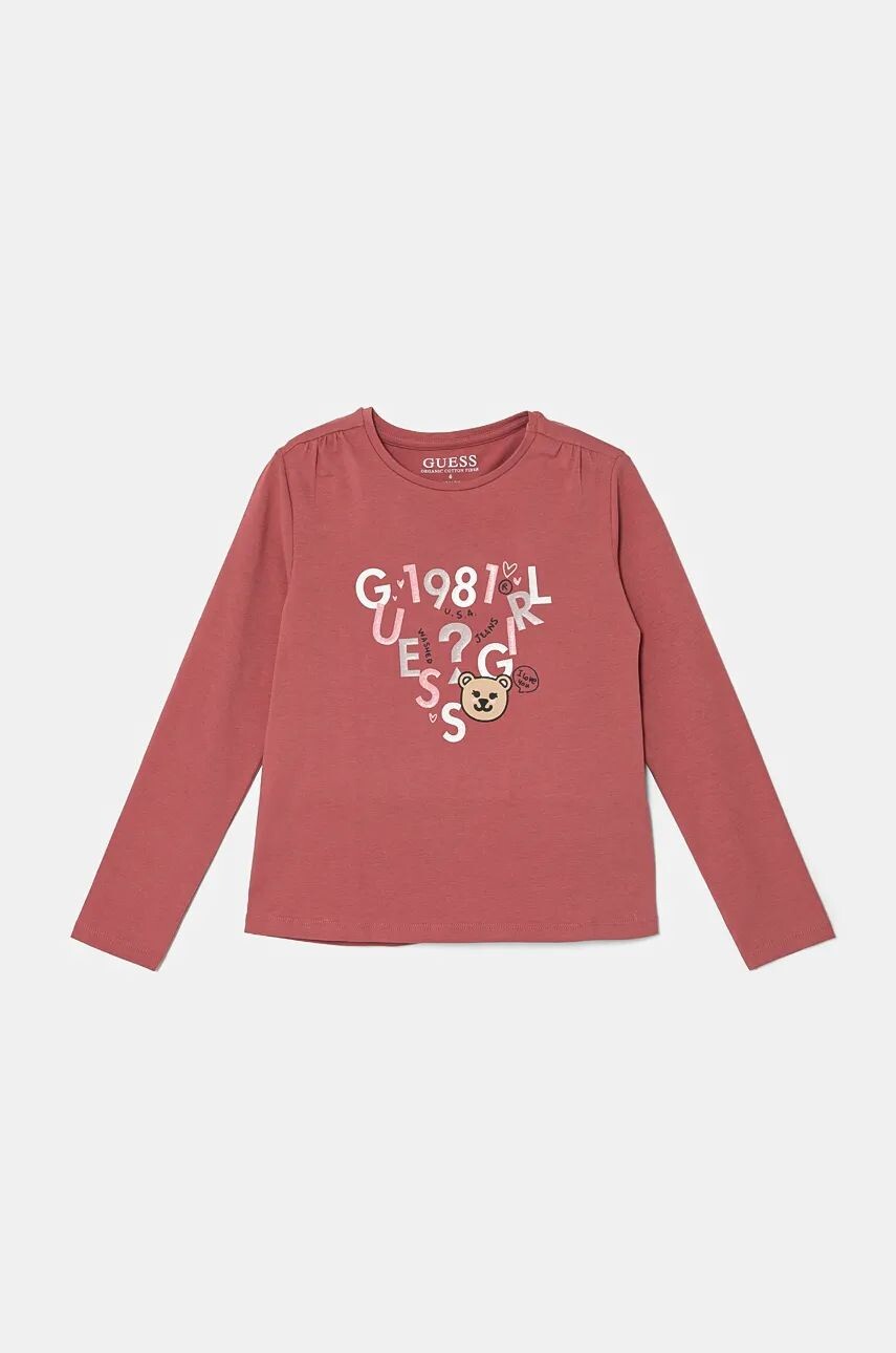 

Детская футболка с длинными рукавами Guess, розовый