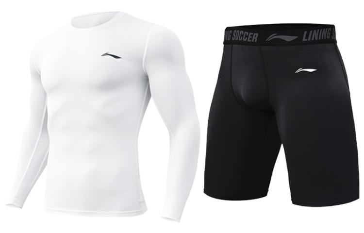 

Мужской спортивный костюм Li Ning с круглым вырезом, умеренный крой., set (белый+черный)