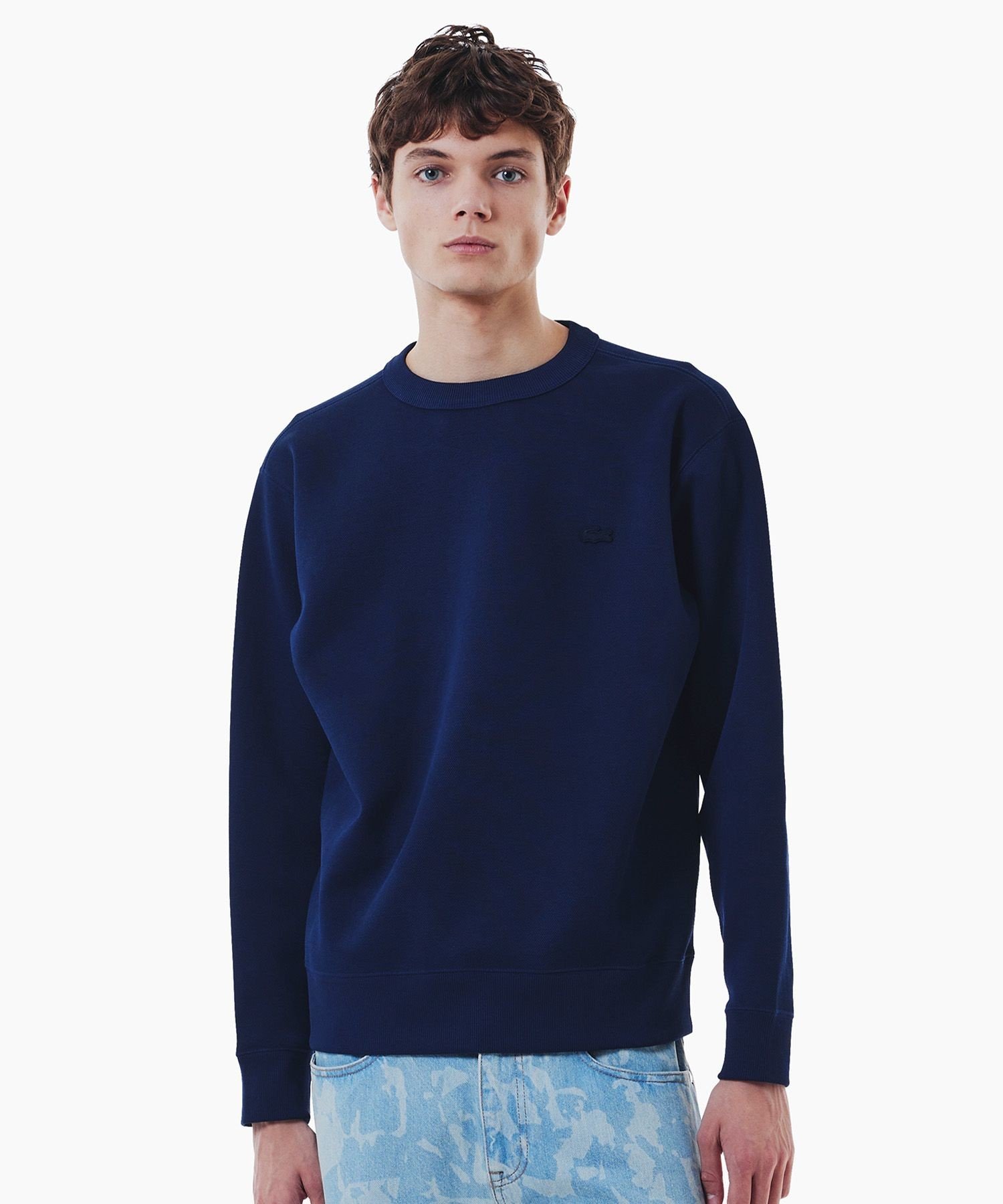 Однотонная толстовка из пике с круглым вырезом LACOSTE, Dark Navy — фото 2