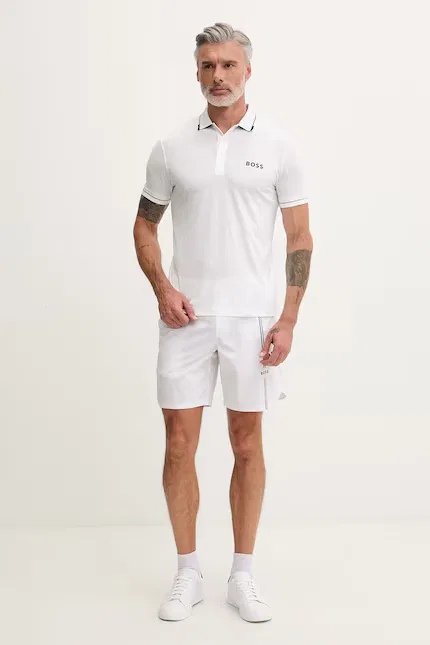 Поло slim fit Paul Pro BOSS Green, бежевый — фото 2