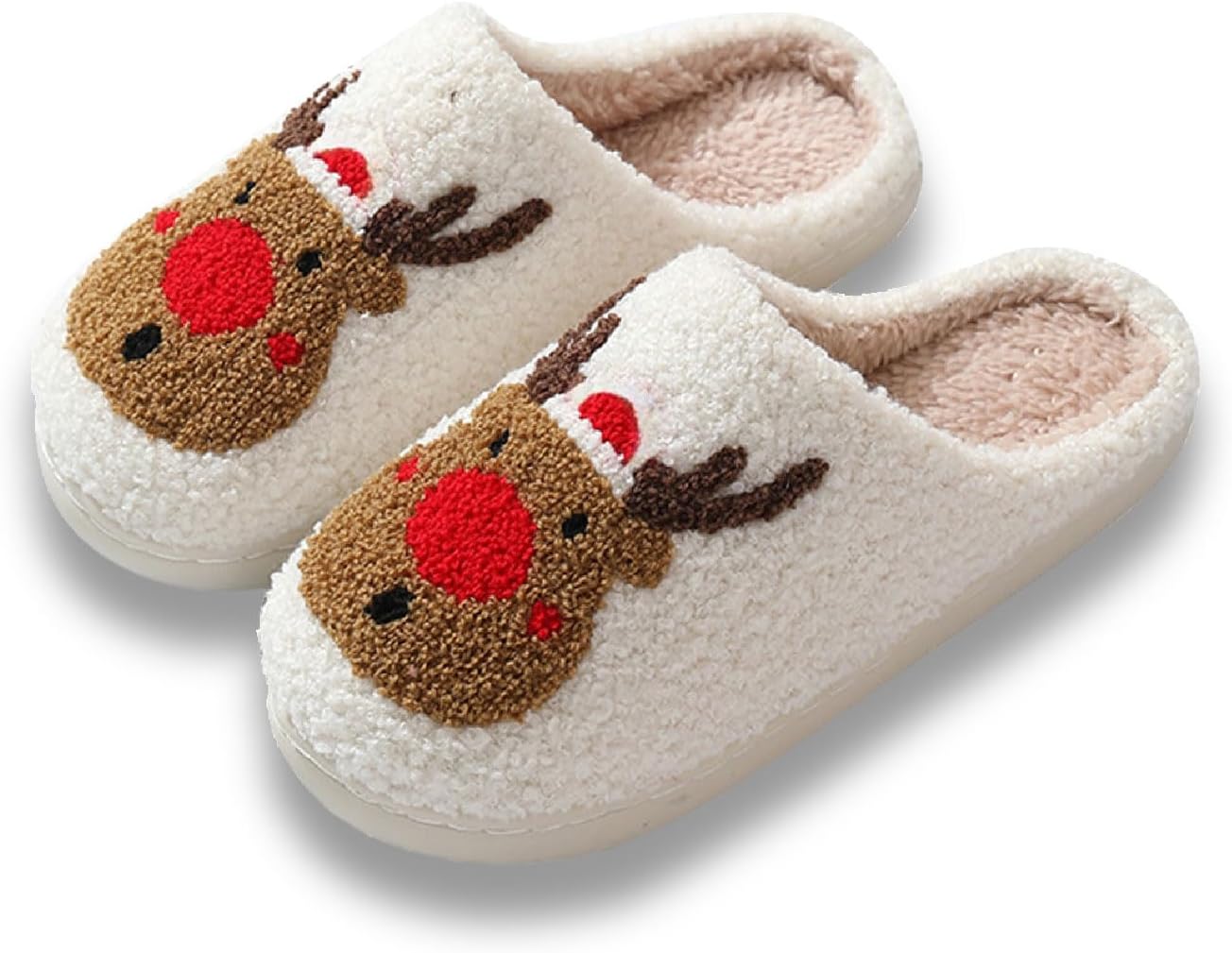 

Рождественские тапочки Titype, милые праздничные тапочки, теплые домашние тапочки для женщин и мужчин, пушистые тапочки для улицы и дома, тапочки для спальни, домашняя обувь для дам, красный