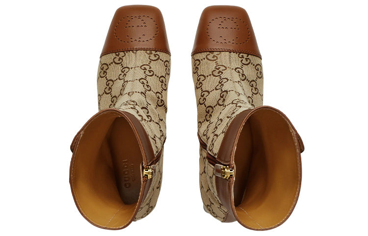 Ботинки (WMNS) Gucci Ankle boots with GG monogram 'Brown Beige' 700023-21HH0-2582 — фото 4