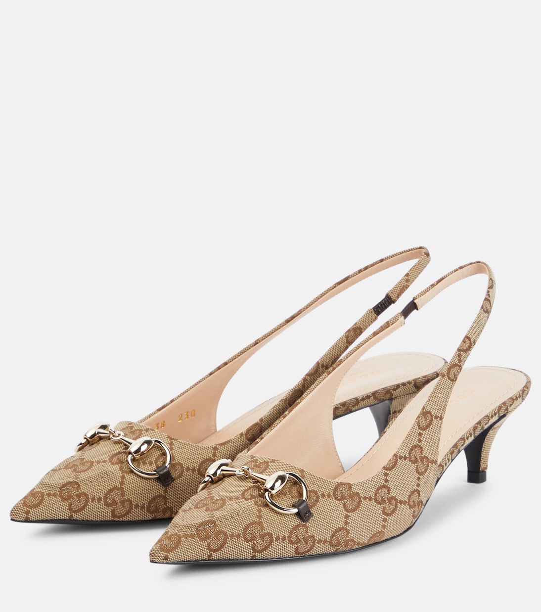 Лоферы GG с подковкой на каблуке Gucci, Beige Ebony/Cocoa — фото 4