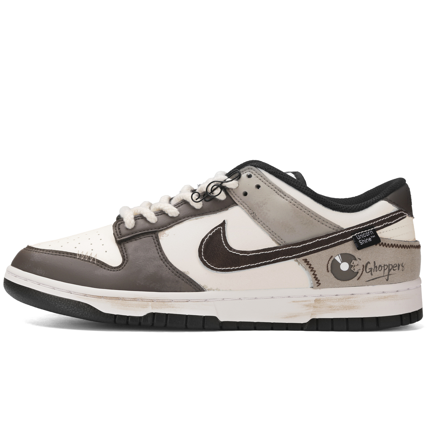 

Nike Кроссовки для скейтбординга Dunk Echo Record с износостойким низким верхом, унисекс, коричневый и белый