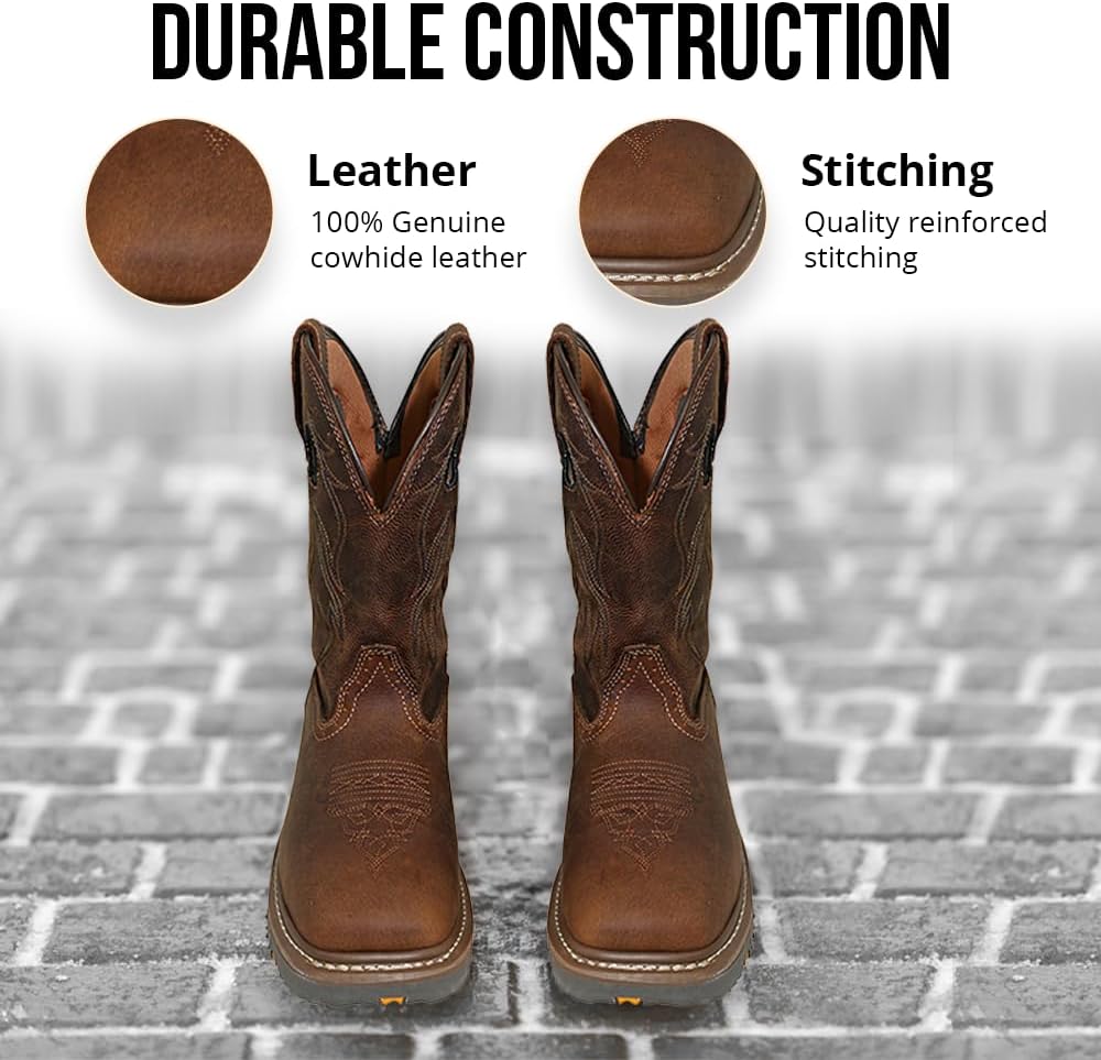 Ботинки Wolf Leather для мужчин - противоскользящие, утепленные, для строительных работ - с композитным носком Wolf Industrial Products, темно-коричневый — фото 3