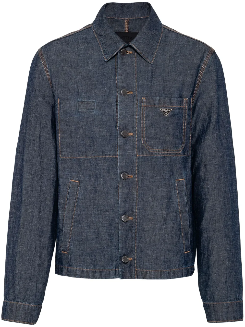 

Куртка-рубашка с логотипом Prada, синий