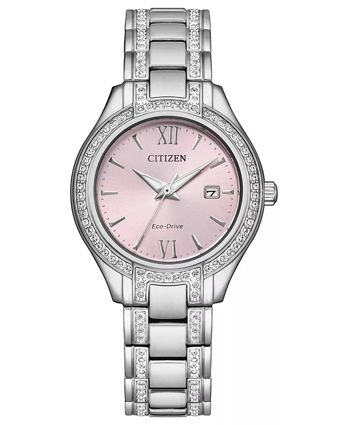 

Женские часы Eco-Drive Silhouette с кристаллами на стальном браслете, 30 мм Citizen