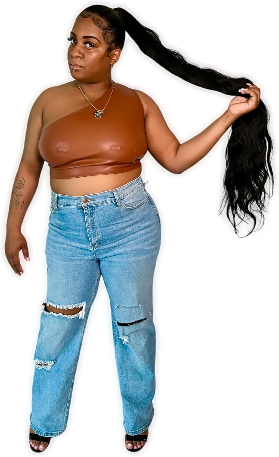 

StarrLush Plus Size Wide Leg Distressed Mom Jeans StarrLush Boutique