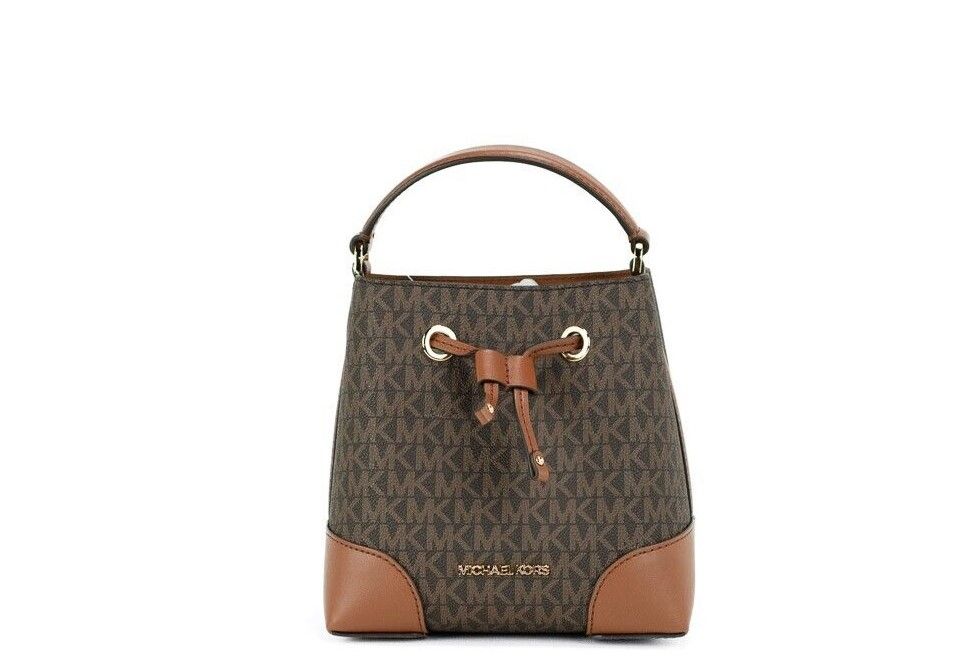 

Сумка-ведро через плечо Mercer Small Brown Signature Leather Michael Kors