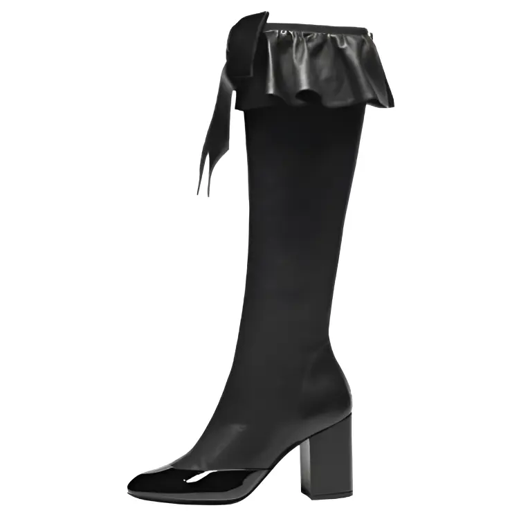 CHANEL Ботинки 25K до колена 8,5 см женские black
