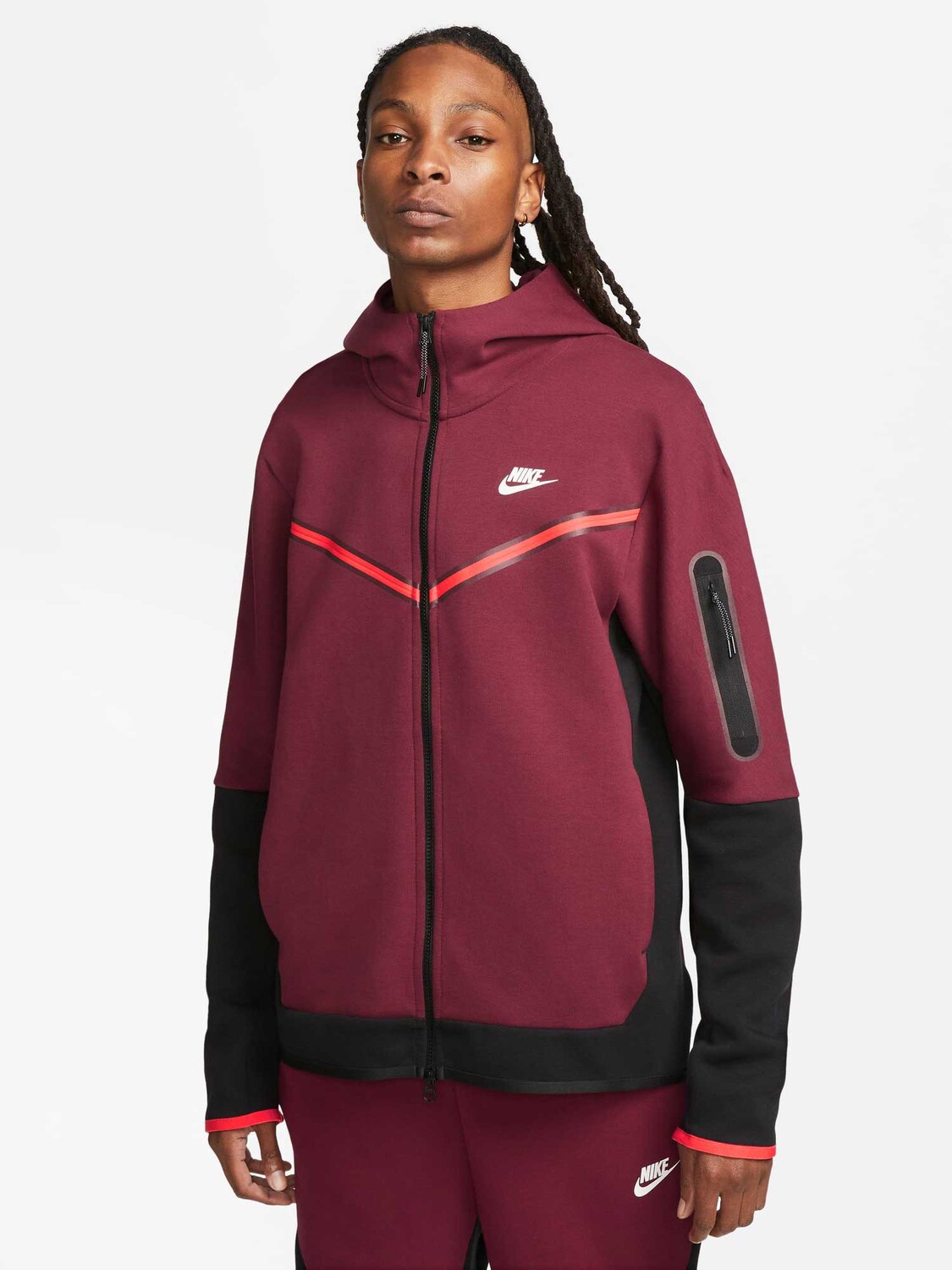 

Толстовка Nike M NSW TCH FLC HOODIE FZ WR, красный